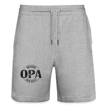 Bester Opa der Welt - Stanley/Stella Unisex Bio Joggingshorts Trainer  - Grau meliert - Vorne - Nik (191cm) & Marisol (170cm)