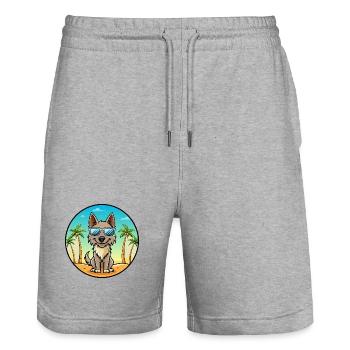 Berger Picard Hunderasse Cartoon Sonnenbrille Strand - Stanley/Stella Unisex Bio Joggingshorts Trainer  - Grau meliert - Vorne - Nik (191cm) & Marisol (170cm)