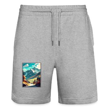 Mayrhofen Autriche Vintage voyage affiche Souvenir - Short de jogging bio TRAINER Stanley/Stella unisexe - gris chiné - Devant - Nik (191cm) & Marisol (170cm)