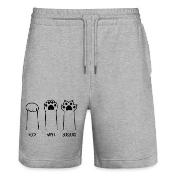 Rock Paper Scissors - Stanley/Stella Trainer Unisex Organic Jogging Shorts - heather grey - Front - Nik (191cm) & Marisol (170cm)