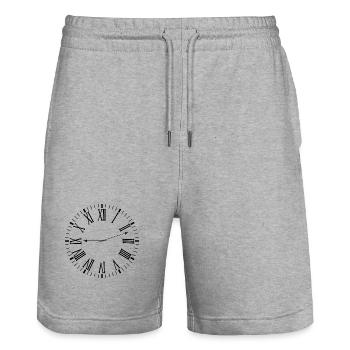 Roman clock - Stanley/Stella Trainer Unisex Organic Jogging Shorts - heather grey - Front - Nik (191cm) & Marisol (170cm)