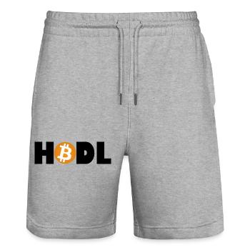 Bitcoin Revolution – Hold the Future - Stanley/Stella Unisex Bio Joggingshorts Trainer  - Grau meliert - Vorne - Nik (191cm) & Marisol (170cm)