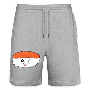 Kawaii Essen, Japan Küche, japanischer Fisch - Stanley/Stella Unisex Bio Joggingshorts Trainer  - Grau meliert - Vorne - Nik (191cm) & Marisol (170cm)