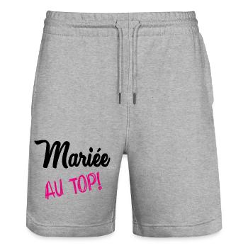 HEIRAT - Stanley/Stella Unisex Bio Joggingshorts Trainer  - Grau meliert - Vorne - Nik (191cm) & Marisol (170cm)