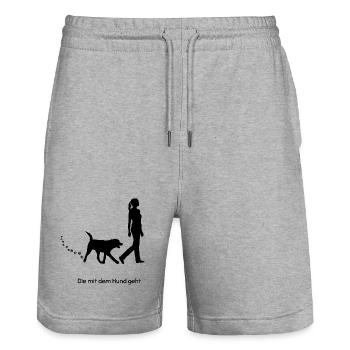 Die mit dem Hund geht - Stanley/Stella Unisex Bio Joggingshorts Trainer  - Grau meliert - Vorne - Nik (191cm) & Marisol (170cm)