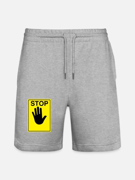 Stop Sign Logo - Stanley/Stella Trainer Unisex Organic Jogging Shorts - heather grey