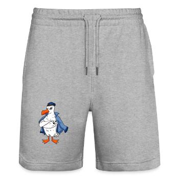 Mouette musculaire avec cadeau de mouette tatouage ancre - Short de jogging bio TRAINER Stanley/Stella unisexe - gris chiné - Devant - Nik (191cm) & Marisol (170cm)