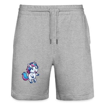 Licorne Funny Cartoon Character Casque Musique - Short de jogging bio TRAINER Stanley/Stella unisexe - gris chiné - Devant - Nik (191cm) & Marisol (170cm)