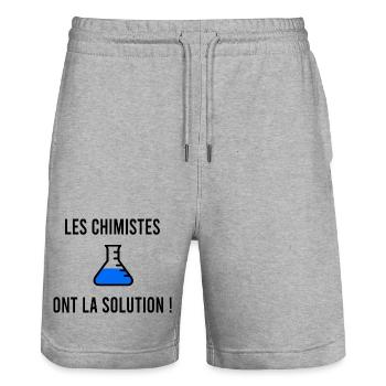 Humor von Chemikern - Stanley/Stella Unisex Bio Joggingshorts Trainer  - Grau meliert - Vorne - Nik (191cm) & Marisol (170cm)