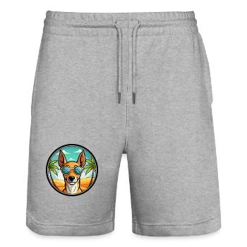 Podenco Ibizenco Hunderasse Cartoon Sonnenbrille Strand - Stanley/Stella Unisex Bio Joggingshorts Trainer  - Grau meliert - Vorne - Nik (191cm) & Marisol (170cm)