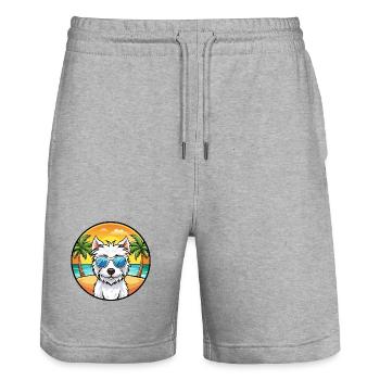 Westie Hunderasse Cartoon Sonnenbrille Strand - Stanley/Stella Unisex Bio Joggingshorts Trainer  - Grau meliert - Vorne - Nik (191cm) & Marisol (170cm)