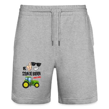 farmers protest with enough is enough for the farmers - Stanley/Stella Trainer Unisex Organic Jogging Shorts - heather grey - Front - Nik (191cm) & Marisol (170cm)