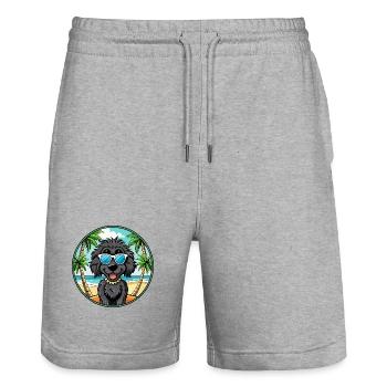 Schwarze russische Terrier Hunderasse Cartoon Sonnenbrille - Stanley/Stella Unisex Bio Joggingshorts Trainer  - Grau meliert - Vorne - Nik (191cm) & Marisol (170cm)