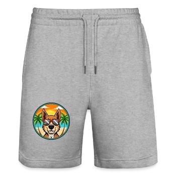 Litauischer Windhund Rasse Cartoon Sonnenbrille Strand - Stanley/Stella Unisex Bio Joggingshorts Trainer  - Grau meliert - Vorne - Nik (191cm) & Marisol (170cm)