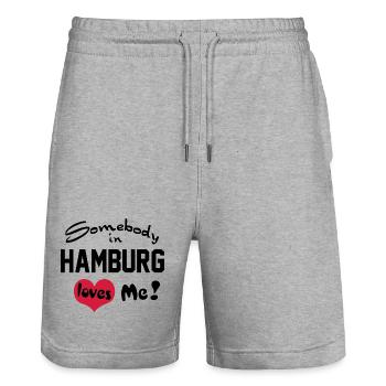 hamburg - Stanley/Stella Unisex Bio Joggingshorts Trainer  - Grau meliert - Vorne - Nik (191cm) & Marisol (170cm)