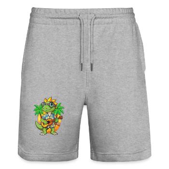 Lustige Eidechse Sommer Strand Sonnenbrille Hawaiianisch - Stanley/Stella Unisex Bio Joggingshorts Trainer  - Grau meliert - Vorne - Nik (191cm) & Marisol (170cm)