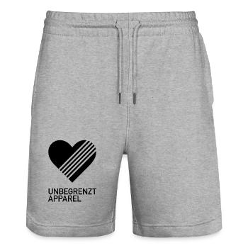 UNBEGRENZT LOVE by Unbegrenzt Apparel - Stanley/Stella Unisex Bio Joggingshorts Trainer  - Grau meliert - Vorne - Nik (191cm) & Marisol (170cm)