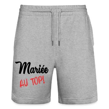 ZUKÜNFTIGE BRAUT - Stanley/Stella Unisex Bio Joggingshorts Trainer  - Grau meliert - Vorne - Nik (191cm) & Marisol (170cm)