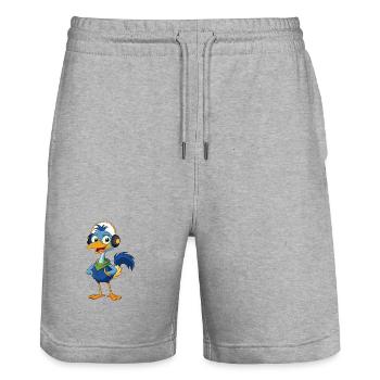 Emu Lustige Zeichentrickfigur Kopfhörermusik - Stanley/Stella Unisex Bio Joggingshorts Trainer  - Grau meliert - Vorne - Nik (191cm) & Marisol (170cm)