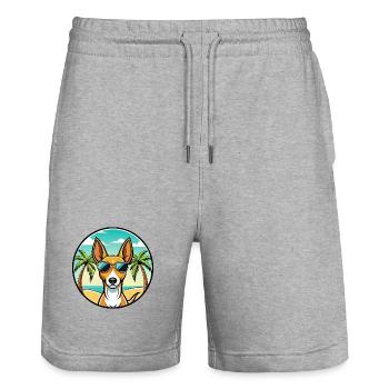 Podenco Canario Hunderasse Cartoon Sonnenbrille Strand - Stanley/Stella Unisex Bio Joggingshorts Trainer  - Grau meliert - Vorne - Nik (191cm) & Marisol (170cm)