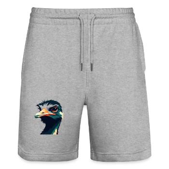 Strauß Cartoon Figur Buntes Haustier Tier - Stanley/Stella Unisex Bio Joggingshorts Trainer  - Grau meliert - Vorne - Nik (191cm) & Marisol (170cm)