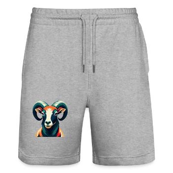 Ram Cartoon Figur Buntes Haustier Tier - Stanley/Stella Unisex Bio Joggingshorts Trainer  - Grau meliert - Vorne - Nik (191cm) & Marisol (170cm)