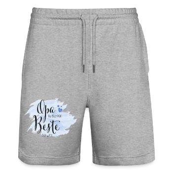 Opa du bist der Beste der Welt - Stanley/Stella Unisex Bio Joggingshorts Trainer  - Grau meliert - Vorne - Nik (191cm) & Marisol (170cm)