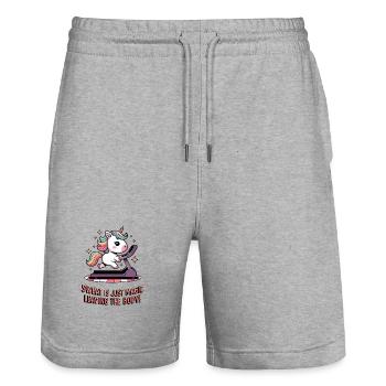 Sweat Is Just Magic Leaving The Body! - Stanley/Stella Trainer Unisex Organic Jogging Shorts - heather grey - Front - Nik (191cm) & Marisol (170cm)