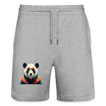 Panda Cartoon Figur Buntes Haustier Tier - Stanley/Stella Unisex Bio Joggingshorts Trainer  - Grau meliert - Vorne - Nik (191cm) & Marisol (170cm)