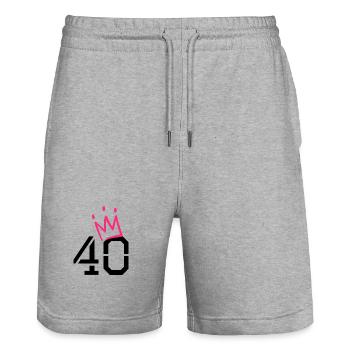 40 Krone - 40. Geburtstag - Stanley/Stella Unisex Bio Joggingshorts Trainer  - Grau meliert - Vorne - Nik (191cm) & Marisol (170cm)
