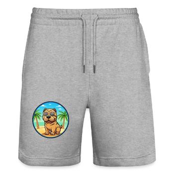 Miniatur Shar Pei Hunderasse Cartoon Sonnenbrille - Stanley/Stella Unisex Bio Joggingshorts Trainer  - Grau meliert - Vorne - Nik (191cm) & Marisol (170cm)