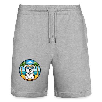 Maremma Sheepdog Breed Cartoon Sunglasses Beach - Stanley/Stella Trainer Unisex Organic Jogging Shorts - heather grey - Front - Nik (191cm) & Marisol (170cm)