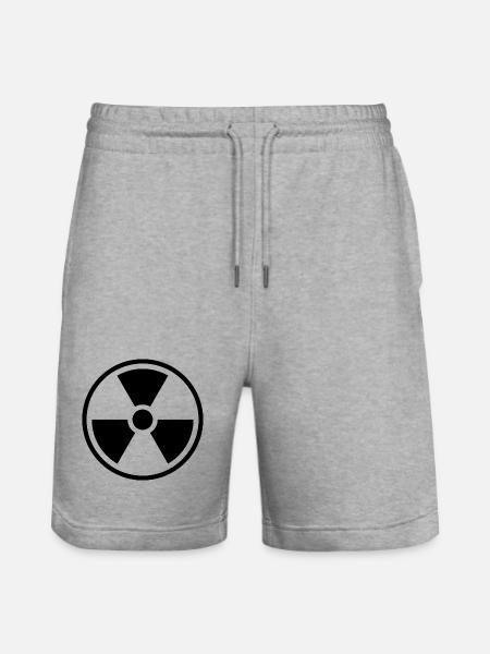 Radiation Solid Icon Nuclear Warning Symbol - Stanley/Stella Trainer Unisex Organic Jogging Shorts - heather grey