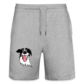 Cute Border Collie - Stanley/Stella Trainer Unisex Organic Jogging Shorts - heather grey - Front - Nik (191cm) & Marisol (170cm)