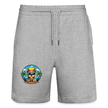 Kai Ken Hunderasse Cartoon Sonnenbrille Strand - Stanley/Stella Unisex Bio Joggingshorts Trainer  - Grau meliert - Vorne - Nik (191cm) & Marisol (170cm)