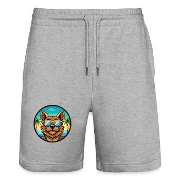 Griffon Bruxellois Hunderasse Cartoon Sonnenbrille - Stanley/Stella Unisex Bio Joggingshorts Trainer  - Grau meliert - Vorne - Nik (191cm) & Marisol (170cm)