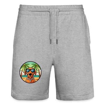 Ungarische Vizsla Hunderasse Cartoon Sonnenbrille Strand - Stanley/Stella Unisex Bio Joggingshorts Trainer  - Grau meliert - Vorne - Nik (191cm) & Marisol (170cm)