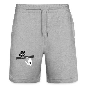 Say No to Racism T-Shirt - Stanley/Stella Trainer Unisex Organic Jogging Shorts - heather grey - Front - Nik (191cm) & Marisol (170cm)