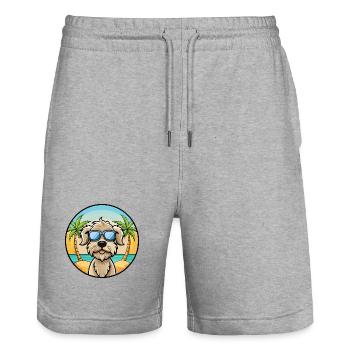 Lagotto Romagnolo Hunderasse Cartoon Sonnenbrille Strand - Stanley/Stella Unisex Bio Joggingshorts Trainer  - Grau meliert - Vorne - Nik (191cm) & Marisol (170cm)