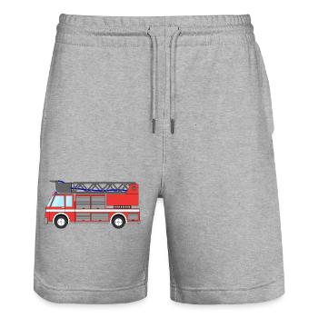 Fire engine Fire engine - Stanley/Stella Trainer Unisex Organic Jogging Shorts - heather grey - Front - Nik (191cm) & Marisol (170cm)