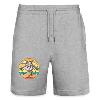 Ziege Lustige Cartoon Sommer Strand Sonnenbrille - Stanley/Stella Unisex Bio Joggingshorts Trainer  - Grau meliert - Vorne - Nik (191cm) & Marisol (170cm)