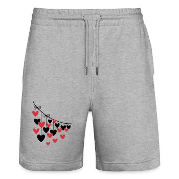 Coeur Guirlande Plusieurs Coeurs - Short de jogging bio TRAINER Stanley/Stella unisexe - gris chiné - Devant - Nik (191cm) & Marisol (170cm)