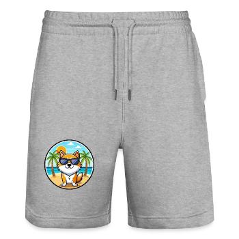 Hokkaido Dog Breed Cartoon Sunglasses Beach - Stanley/Stella Trainer Unisex Organic Jogging Shorts - heather grey - Front - Nik (191cm) & Marisol (170cm)