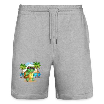 Turtle Funny Cartoon Summer Beach Sunglasses - Stanley/Stella Trainer Unisex Organic Jogging Shorts - heather grey - Front - Nik (191cm) & Marisol (170cm)