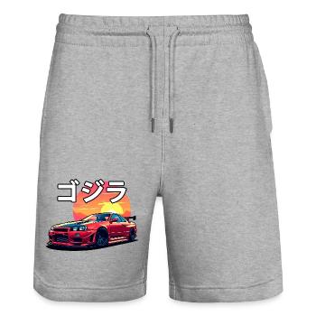R34 Sonnenuntergang - Stanley/Stella Unisex Bio Joggingshorts Trainer  - Grau meliert - Vorne - Nik (191cm) & Marisol (170cm)