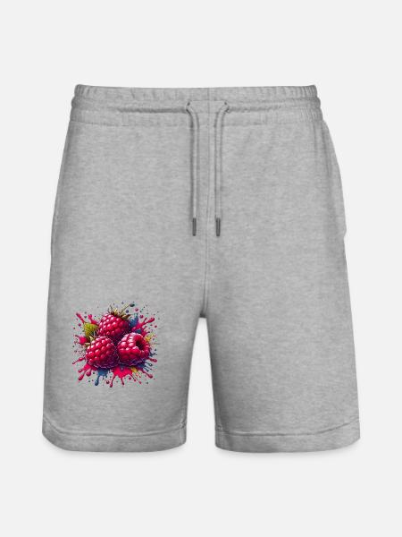 Himbeeren-Farbexplosion - Stanley/Stella Unisex Bio Joggingshorts Trainer - Grau meliert