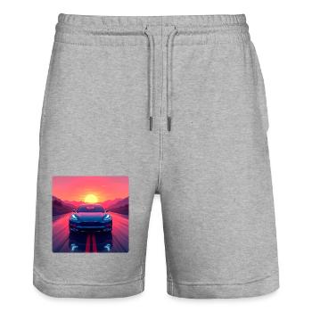 Elektrische Autobahn - Stanley/Stella Unisex Bio Joggingshorts Trainer  - Grau meliert - Vorne - Nik (191cm) & Marisol (170cm)