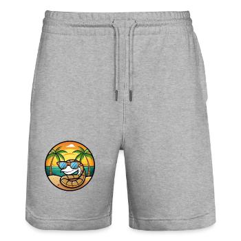 Schlange Lustige Cartoon Sommer Strand Sonnenbrille Cool - Stanley/Stella Unisex Bio Joggingshorts Trainer  - Grau meliert - Vorne - Nik (191cm) & Marisol (170cm)