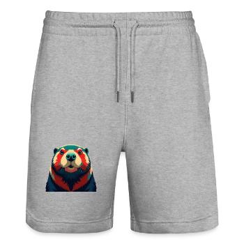 Biber Cartoon Figur Buntes Haustier Tier - Stanley/Stella Unisex Bio Joggingshorts Trainer  - Grau meliert - Vorne - Nik (191cm) & Marisol (170cm)