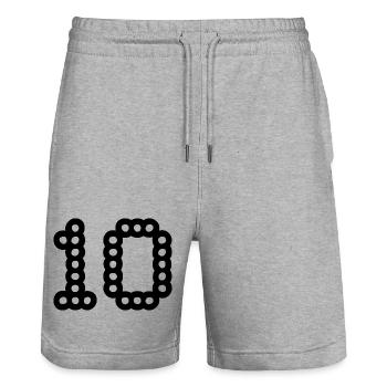 10. 10 ANS. 10e ANNIVERSAIRE. ANNIVERSAIRE 10 ANS. - Short de jogging bio TRAINER Stanley/Stella unisexe - gris chiné - Devant - Nik (191cm) & Marisol (170cm)